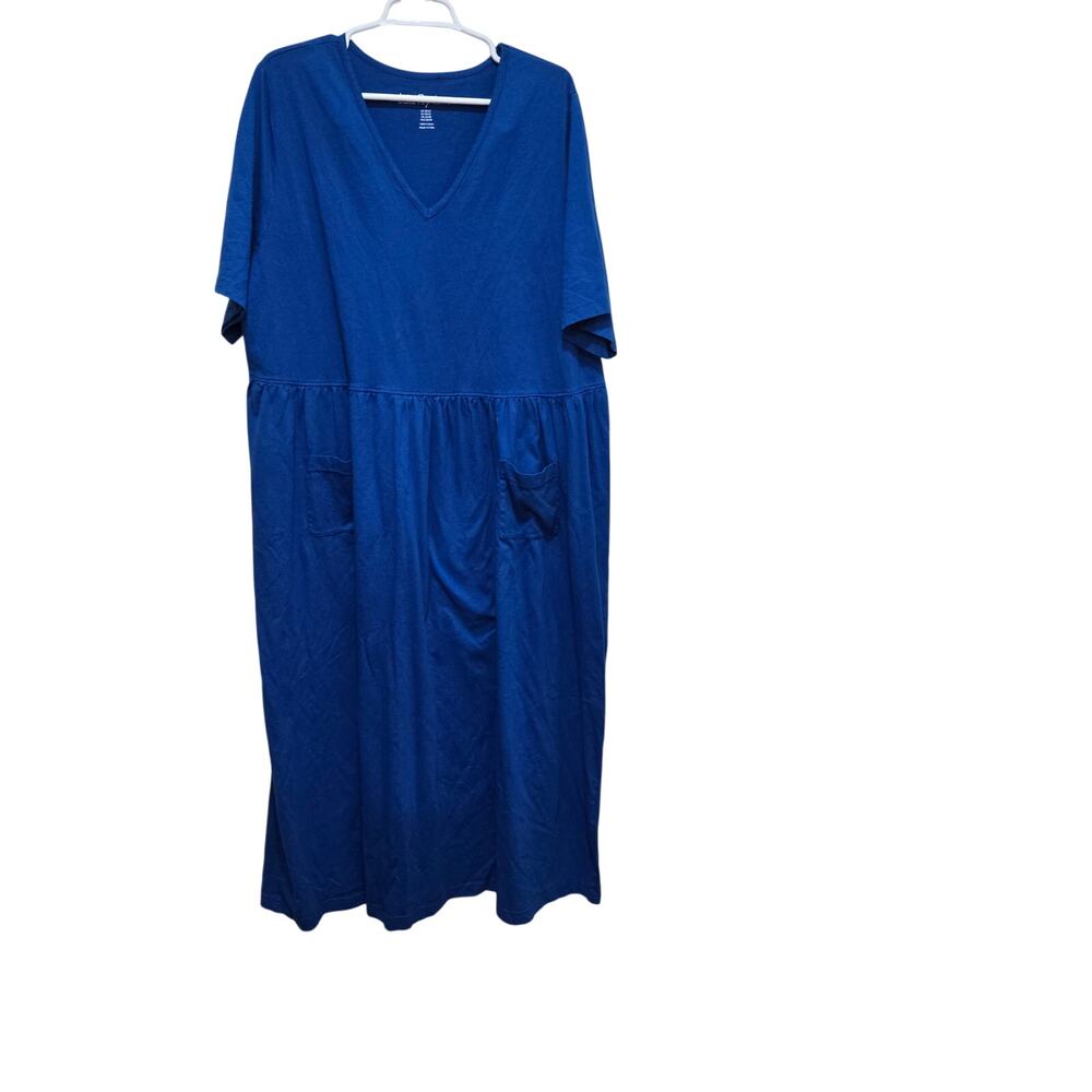 Ulla Popken Blue Cotton Pocket Maxi Dress Plus Size 20 22